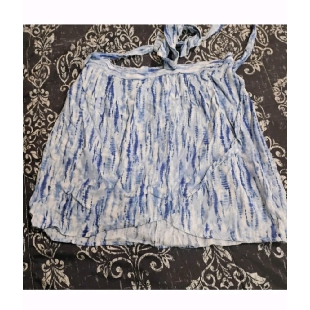 Stylish Blue Patterned Mini Skirt